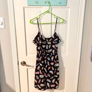 Spaghetti strap feathers dress